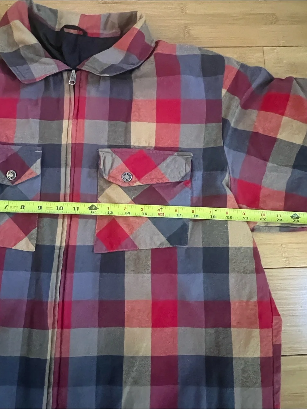 The North Face reversible padded jacket black and buffalo plaid flannel Large